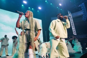 LOS ANGELES, CALIFORNIA - FEBRUARY 03: Tobe Nwigwe (R) and Fat Nwigwe perform onstage during UnitedMasters, A Celebration Of Independence At The 65th GRAMMY Awards at Hollywood Palladium on February 03, 2023 in Los Angeles, California. (Photo by Presley Ann/Getty Images for UnitedMasters)