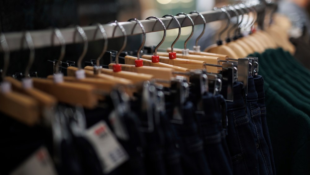Perforated garments at a Uniqlo store on Gran Vía, the second to open in Madrid, on October 5, 2022, in Madrid (Spain). The new store of the Japanese clothing chain has more than 2,000 square meters distributed over four floors and a staff of 200 people. Uniqlo is committed to basic but quality garments at 'democratic prices'. The fashion firm founded by entrepreneur Tadashi Yanai has more than 1,500 stores worldwide. The new space has become the company's sixth store in Spain and the largest in the country. Gran Vía has become one of the strategic points for the main retail companies with the largest Zara store in Plaza España or Primark. 05 OCTOBER 2022;CLOTHING;FASHION;HANGERS;DONKEY;JEANS;LABELS Alejandro Martínez Vélez / Europa Press 10/05/2022 (Europa Press via AP)