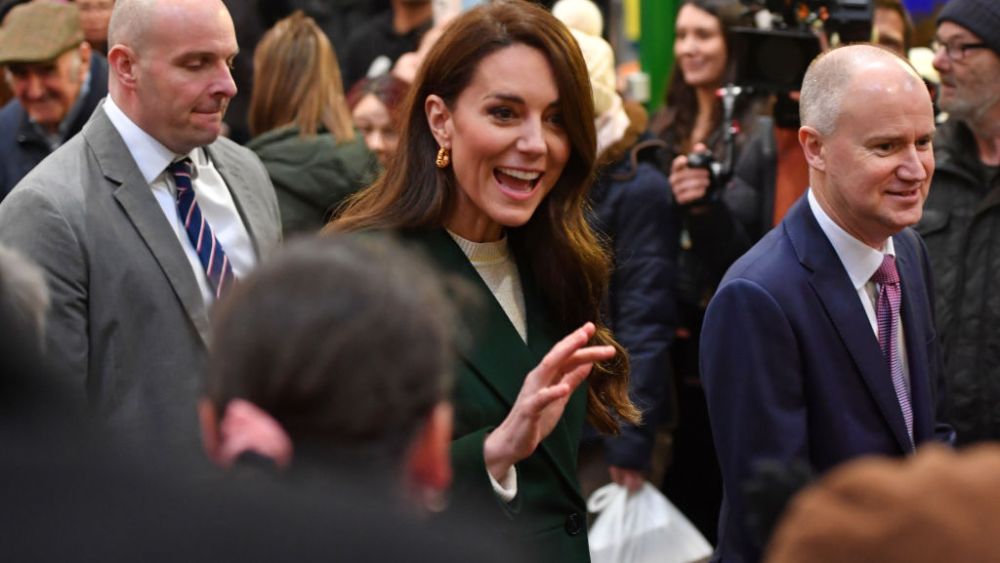 LEEDS, ENGLAND - JANUARY 31: Catherine, Princess of Wales is greeted by well-wishers during a visit to Kirkgate Market on January 31, 2023 in Leeds, England. The Princess of Wales is undertaking engagements in London and Leeds this week as part of the launch of a campaign to raise awareness of the unique importance of early childhood. (Photo by Anthony Devlin/Getty Images)