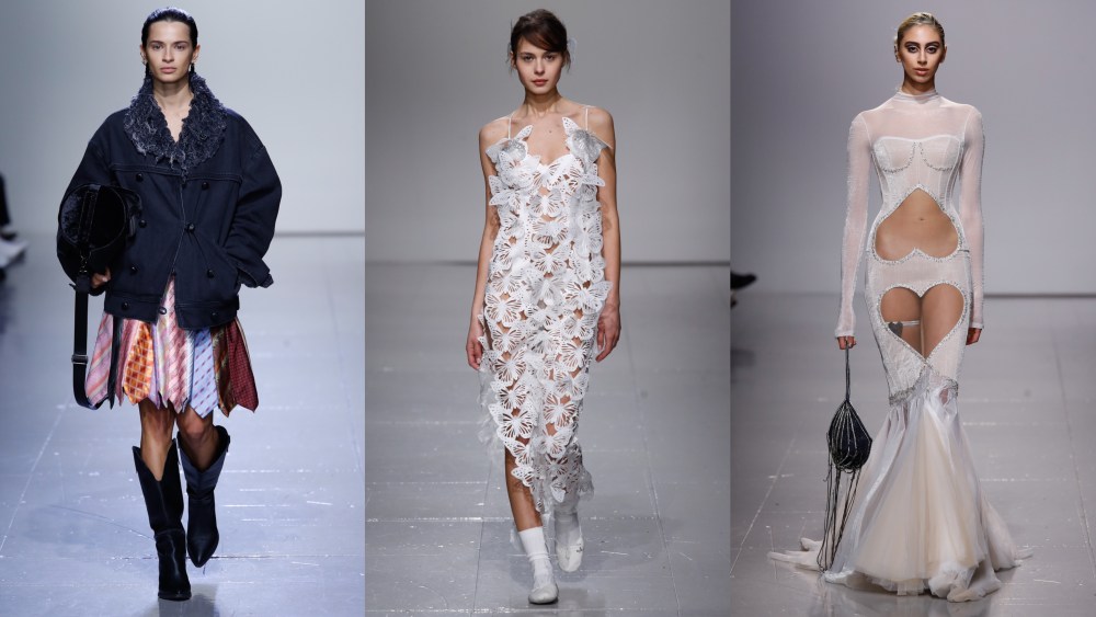 Looks from Kseniaschnaider, Paskal, and Frolov's fall 2023 collections.