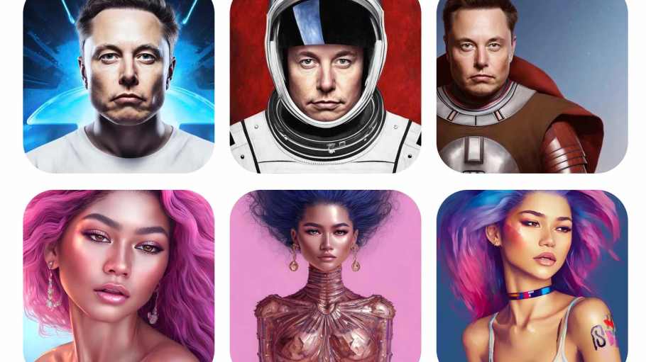 Examples of "Magic Avatars" that could be derived from photos of customers to the app Lensa AI