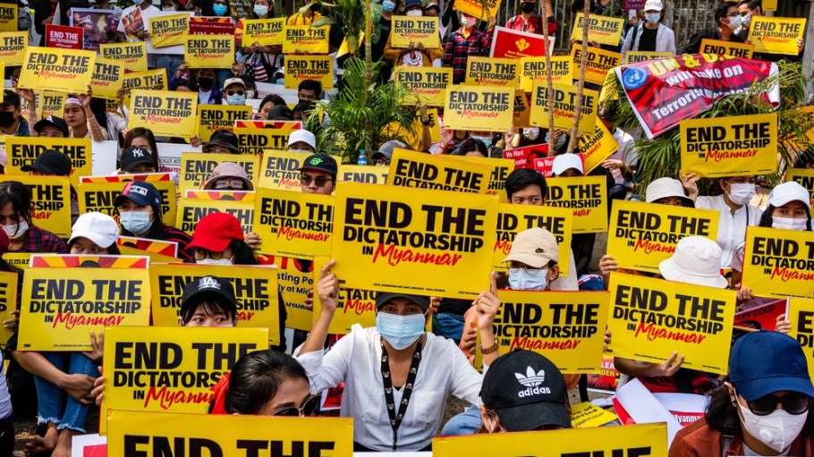 Myanmar coup protest.