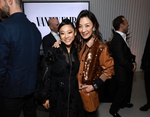 BEVERLY HILLS, CALIFORNIA - MARCH 10: (L-R) Stephanie Hsu and Michelle Yeoh pose as Vanity Fair and Richard Mille host a private cocktail party honoring A24's "Everything Everywhere All at Once" in Los Angeles at Mandarin Oriental Residences Beverly Hills on March 10, 2023 in Beverly Hills, California. (Photo by Matt Winkelmeyer/Getty Images for Vanity Fair)