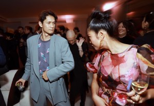 BEVERLY HILLS, CALIFORNIA - MARCH 10: (L-R) Harry Shum Jr. and Shelby Rabara are seen as Vanity Fair and Richard Mille host a private cocktail party honoring A24's "Everything Everywhere All at Once" in Los Angeles at Mandarin Oriental Residences Beverly Hills on March 10, 2023 in Beverly Hills, California. (Photo by Matt Winkelmeyer/Getty Images for Vanity Fair)
