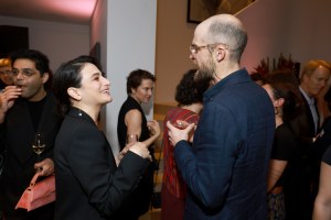 BEVERLY HILLS, CALIFORNIA - MARCH 10: (L-R) Jenny Slate and Daniel Scheinert are seen as Vanity Fair and Richard Mille host a private cocktail party honoring A24's "Everything Everywhere All at Once" in Los Angeles at Mandarin Oriental Residences Beverly Hills on March 10, 2023 in Beverly Hills, California. (Photo by Matt Winkelmeyer/Getty Images for Vanity Fair)