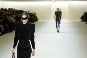 Model on the runway at Balenciaga Fall 2023 Ready To Wear Fashion Show on March 5, 2023 in Paris, France.