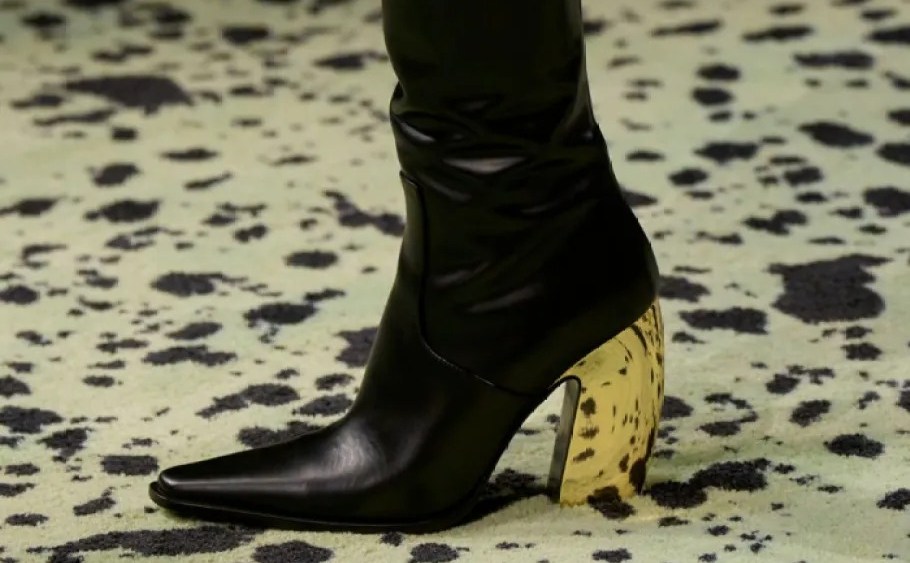 Pointy toe boot with gold heel from Bottega Veneta