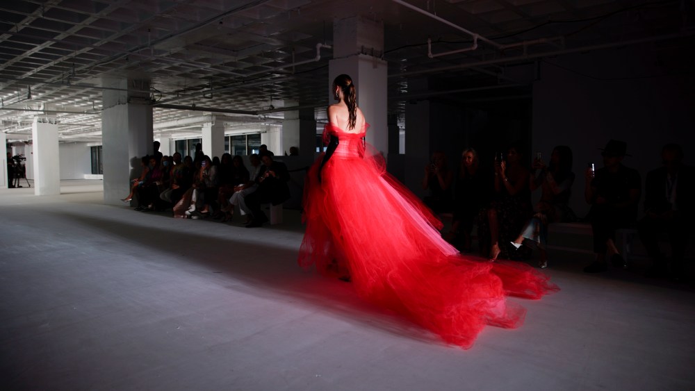 A model walks the runway at Prabal Gurung Spring 2023 at The United Nations Plaza in New York on September 10, 2022. (Photo by Swan Gallet/WWD via Getty Images)