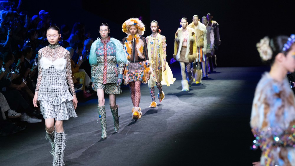 Models take part in brand Shuting Qiu show during fall 2023 Shanghai Fashion Week.