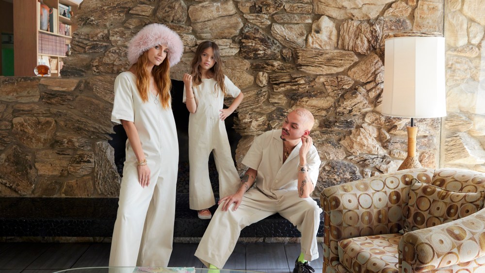 (L-R) Ashlee Simpson, Jagger and Evan Ross in the campaign shots for the S+T X Ashlee Simpson Ross Pieces of Me clothing collection.