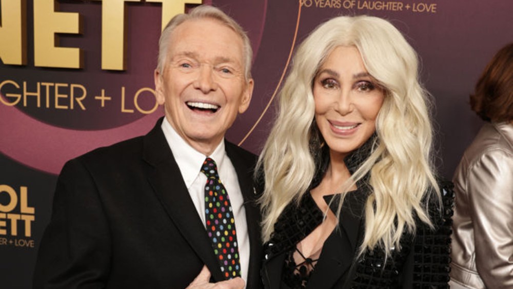 CAROL BURNETT: 90 YEARS OF LAUGHTER + LOVE -- Pictured: (l-r) Bob Mackie, Cher -- (Photo by: Todd Williamson/NBC via Getty Images)