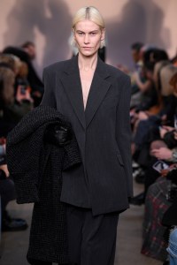 Model on the runway at Proenza Schouler Fall 2023 Ready To Wear Fashion show at Chelsea Factory on February 11, 2023 in New York City.