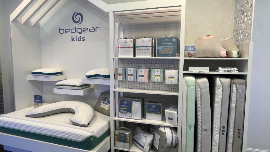 Bedgear children's bedding display at High Point Market in April 2023.