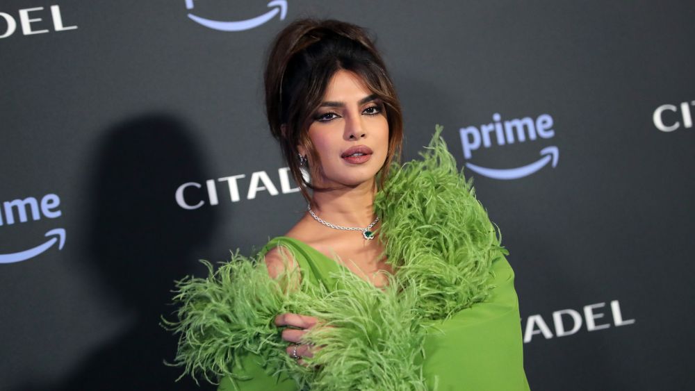 Priyanka Chopra Jonas wears green valentino dress attends the premiere of "Citadel" on April 21 in Rome, Italy.