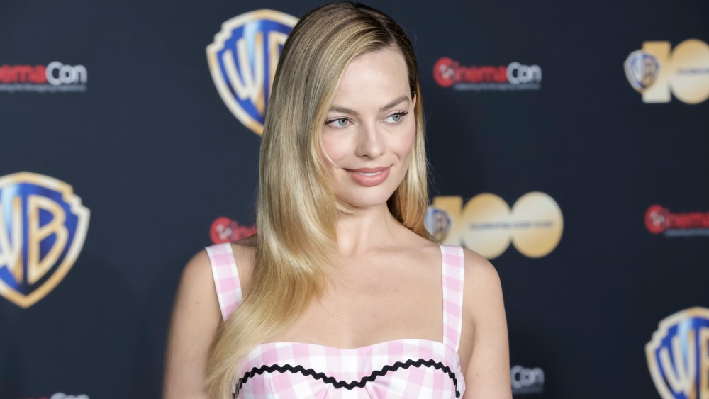 Margot Robbie promotes "Barbie" during CinemaCon on April 25 in Las Vegas.