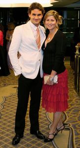 LONDON - JULY 09:  Wimbledon Mens Singles Champion Roger Federer of Switzerland and his girlfriend Mirka Vavrinec attend the Wimbledon Winners' Dinner at the Savoy Hotel on July 9, 2006 in London, England.  (Photo by Clive Brunskill/Getty Images)