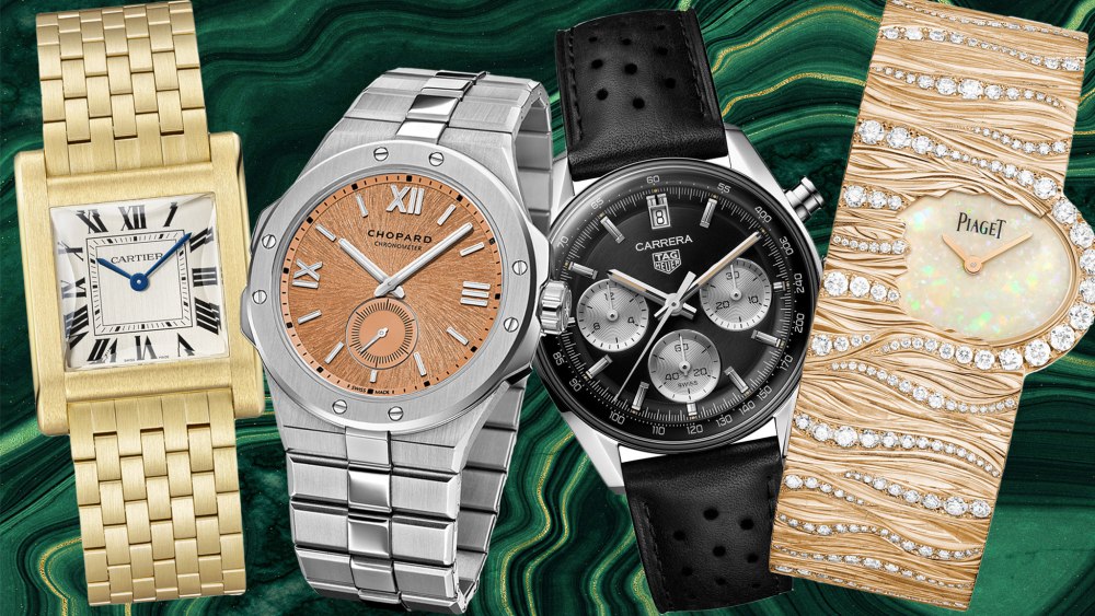 The Cartier Tank Normale, Chopard Alpine Eagle, Tag Heuer Carrera and the Piaget Limelight.