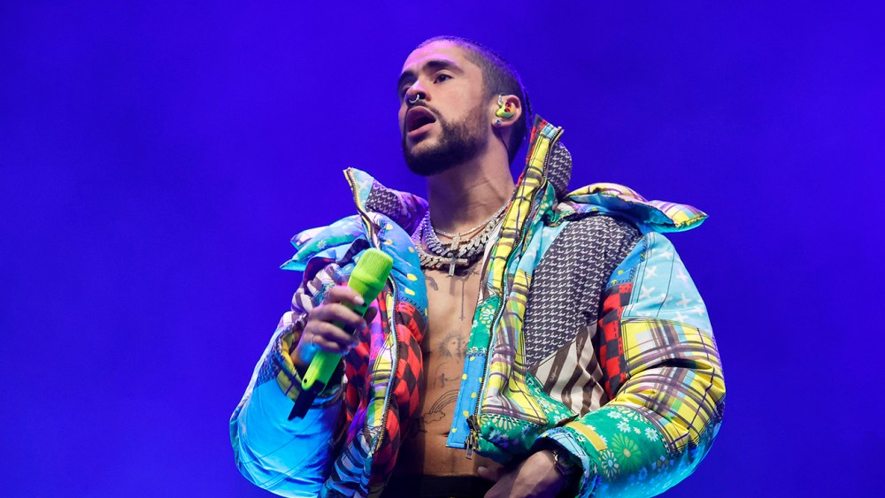 INDIO, CALIFORNIA - APRIL 14: Bad Bunny performs at the Coachella Stage during the 2023 Coachella Valley Music and Arts Festival on April 14, 2023 in Indio, California. (Photo by Frazer Harrison/Getty Images for Coachella)