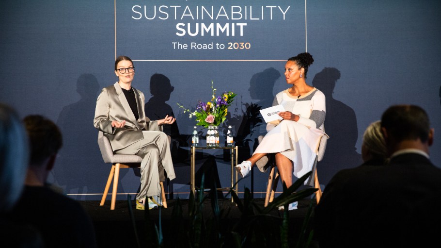Abigail Kammerzell, H&M’s North American head of sustainability (left) and Jessica Binns, managing editor (right).