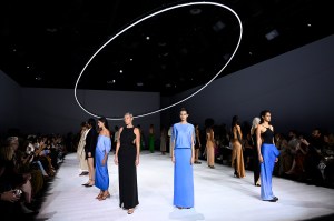 SYDNEY, AUSTRALIA - MAY 16: Models walk the runway during the Bianca Spender show during Afterpay Australian Fashion Week 2023 at Carriageworks on May 16, 2023 in Sydney, Australia. (Photo by Stefan Gosatti/Getty Images for AAFW)