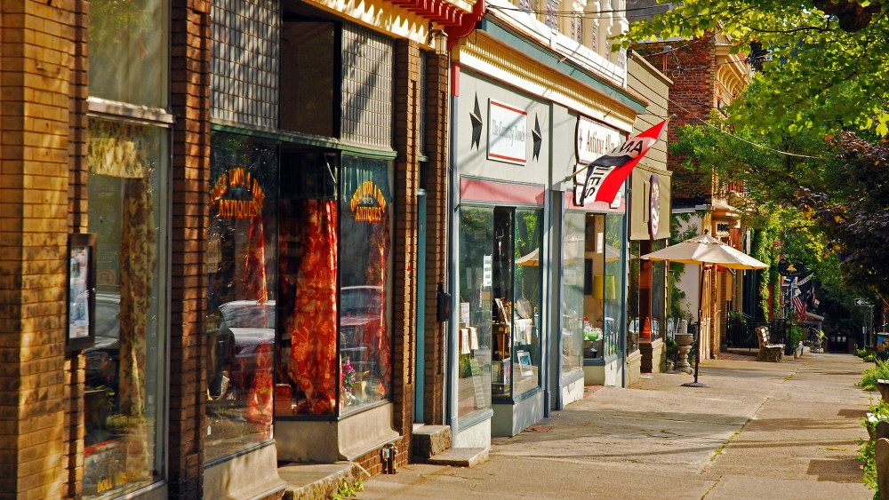 Boutiques and independent stores populate downtown Cold Spring, New York.