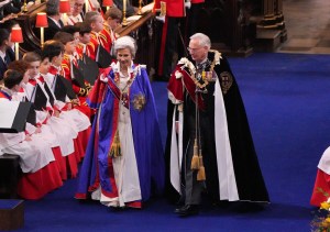 LONDON, ENGLAND - MAY 06: The Duke and Duchess of Gloucester attend the Coronation of King Charles III and Queen Camilla on May 6, 2023 in London, England. The Coronation of Charles III and his wife, Camilla, as King and Queen of the United Kingdom of Great Britain and Northern Ireland, and the other Commonwealth realms takes place at Westminster Abbey today. Charles acceded to the throne on 8 September 2022, upon the death of his mother, Elizabeth II. (Photo by Aaron Chown - WPA Pool/Getty Images)