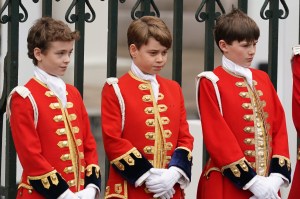 Prince George (centre) ahead of the coronation ceremony of King Charles III and Queen Camilla at Westminster Abbey, central London. Picture date: Saturday May 6, 2023. (Photo by Jacob King/PA Images via Getty Images)