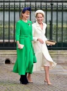 LONDON, ENGLAND - MAY 06: Guests laughing as they arrive in Parliament Square ahead of the Coronation of King Charles III and Queen Camilla on May 06, 2023 in London, England. The Coronation of Charles III and his wife, Camilla, as King and Queen of the United Kingdom of Great Britain and Northern Ireland, and the other Commonwealth realms takes place at Westminster Abbey today. Charles acceded to the throne on 8 September 2022, upon the death of his mother, Elizabeth II. (Photo by Stuart C. Wilson/Getty Images)