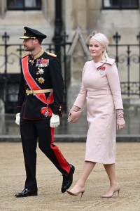 LONDON, ENGLAND - MAY 06: Crown Prince Haakon of Norway and Crown Princess Mette-Maritof of Norway attend the Coronation of King Charles III and Queen Camilla on May 06, 2023 in London, England. The Coronation of Charles III and his wife, Camilla, as King and Queen of the United Kingdom of Great Britain and Northern Ireland, and the other Commonwealth realms takes place at Westminster Abbey today. Charles acceded to the throne on 8 September 2022, upon the death of his mother, Elizabeth II. (Photo by Jeff Spicer/Getty Images)