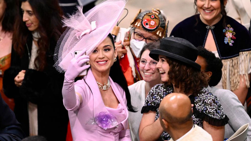 Katy Perry in vivienne westwood dress,  at the Coronation of King Charles III on May 6 in London.