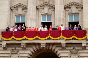 LONDON, ENGLAND - MAY 06: King Charles II and Queen Camilla wave from the balcony of Buckingham Palace with the rest of the Royal family during the Coronation of King Charles III and Queen Camilla on May 06, 2023 in London, England. The Coronation of Charles III and his wife, Camilla, as King and Queen of the United Kingdom of Great Britain and Northern Ireland, and the other Commonwealth realms takes place at Westminster Abbey today. Charles acceded to the throne on 8 September 2022, upon the death of his mother, Elizabeth II.  (Photo by Leon Neal/Getty Images)