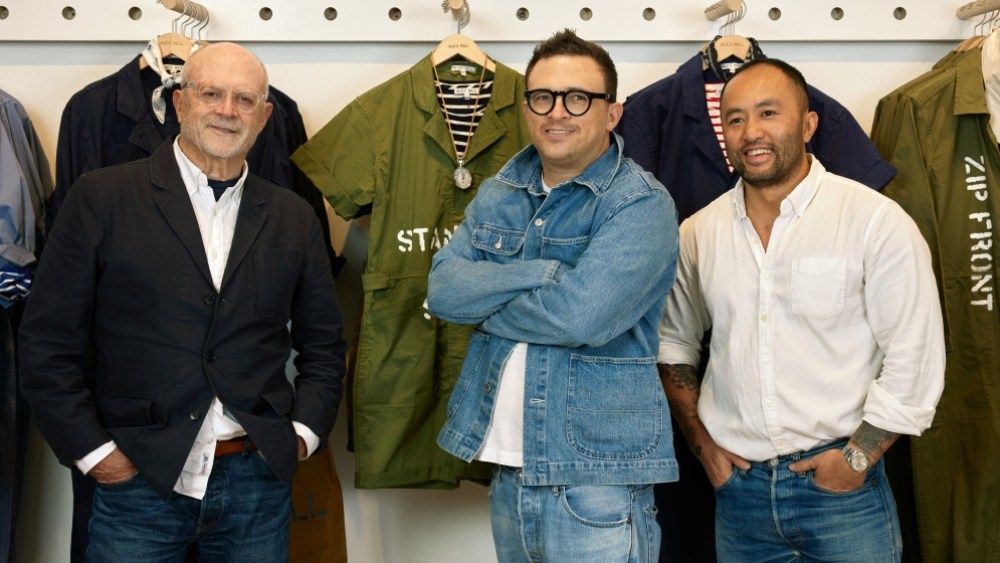 The Alex Mill team: Mickey Drexler, CEO; his son Alex, cofounder; Somsack Sikhounmuong, creative director, cofounder.