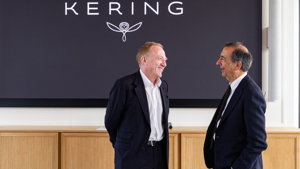 Kering chairman and CEO François-Henri Pinault with Milan Mayor Beppe Sala at the company's new HQs in the city.