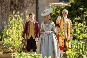 Queen Charlotte: A Bridgerton Story. (L to R) Sam Clemmett as Young Brimsley, India Amarteifio as Young Queen Charlotte in episode 103 of Queen Charlotte: A Bridgerton Story. Cr. Nick Wall/Netflix © 2023