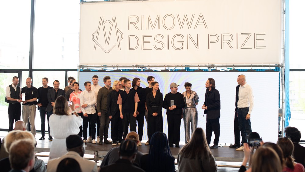 The finalists and jury on stage at the Neue Nationalgalerie in Berlin.