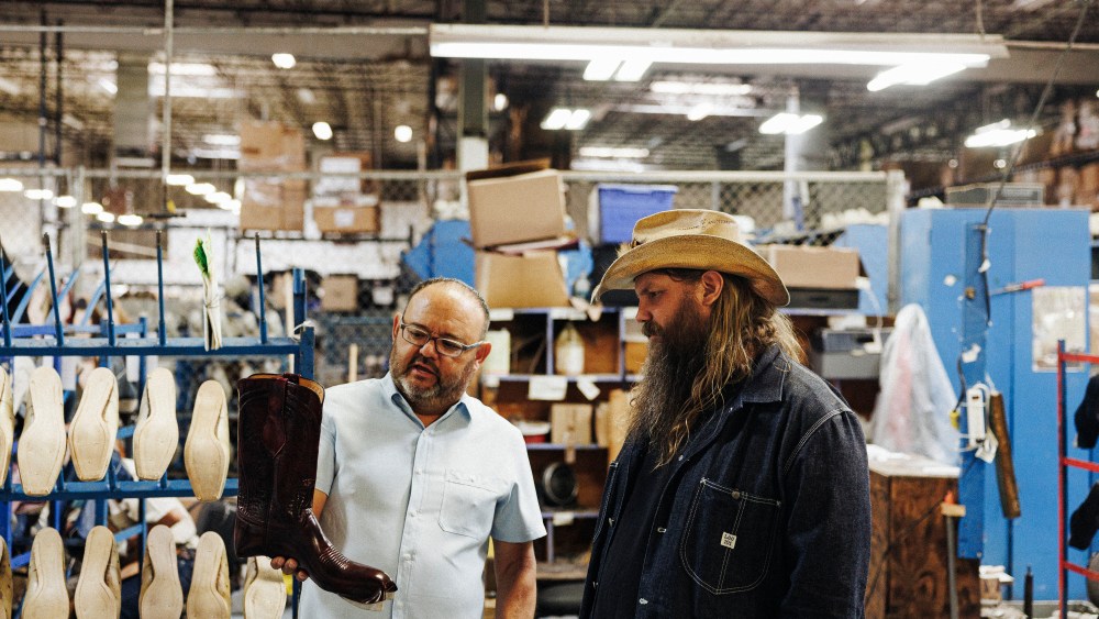 Chris Stapleton at Lucchese's Texas factory.
