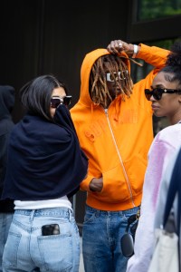 Street style at Comme des Garcons Sample Sale in New York.