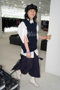 Street style at Comme des Garcons Sample Sale in New York.