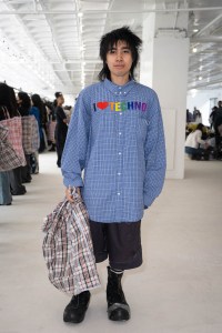 Street style at Comme des Garcons Sample Sale in New York.