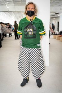 Street style at Comme des Garcons Sample Sale in New York.