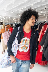 Street style at Comme des Garcons Sample Sale in New York.