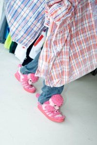 Street style at Comme des Garcons Sample Sale in New York.