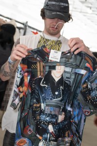 Street style at Comme des Garcons Sample Sale in New York.