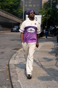 Street style at Comme des Garcons Sample Sale in New York.