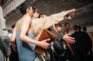 Backstage at Dries Van Noten Men's Spring 2024