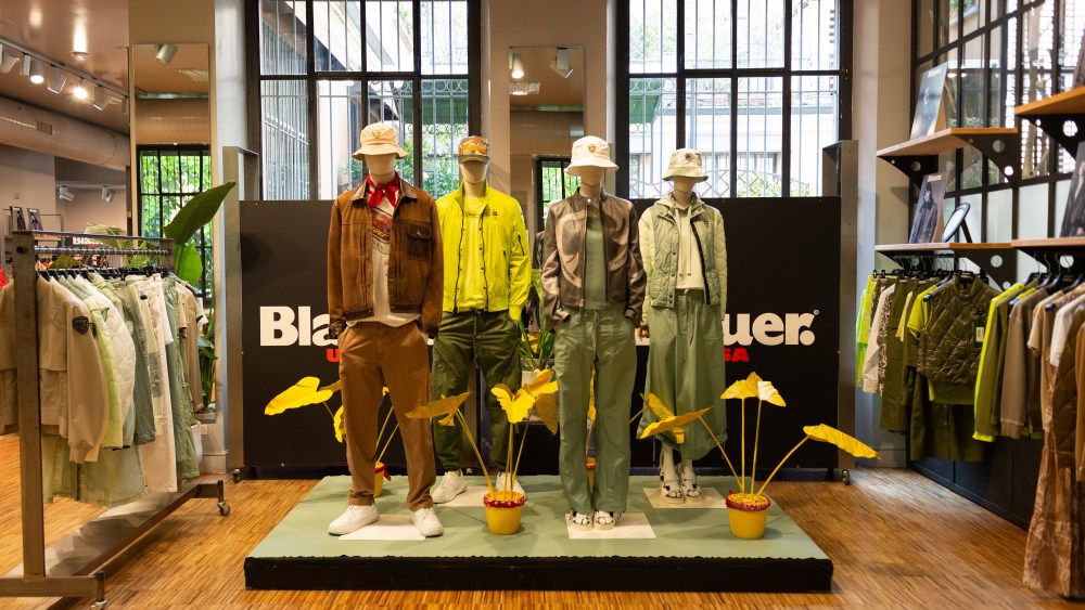 The Blauer USA spring 2024 collection displayed at the brand's showroom in Milan.