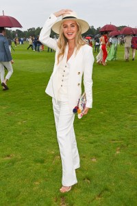 EGHAM, ENGLAND - JUNE 18: Niomi Smart attends the Cartier Queen's Cup Polo at Guards Polo Club on June 18, 2023 in Egham, England. (Photo by Dave Benett/Getty Images for Cartier)