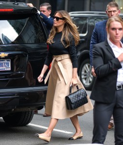 NEW YORK, NEW YORK - JUNE 08:  Former U.S. First Lady Melania Trump arrives at Trump Tower in Manhattan on June 8, 2023 in New York City.  (Photo by James Devaney/GC Images)