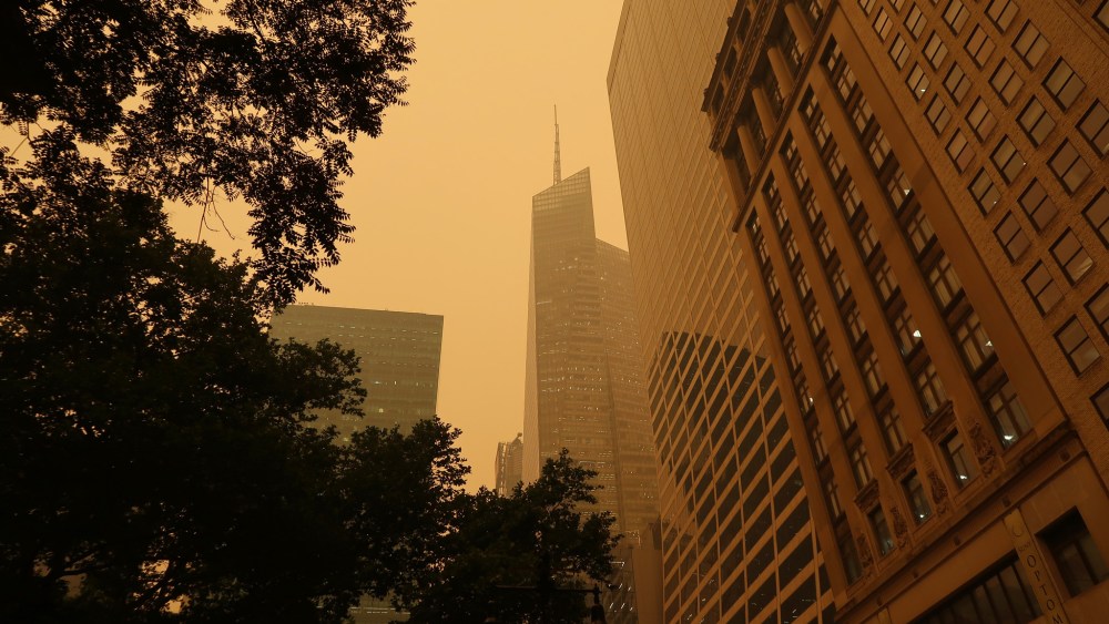 New York City is covered with haze and smoke from Canada wildfires on June 7, 2023.