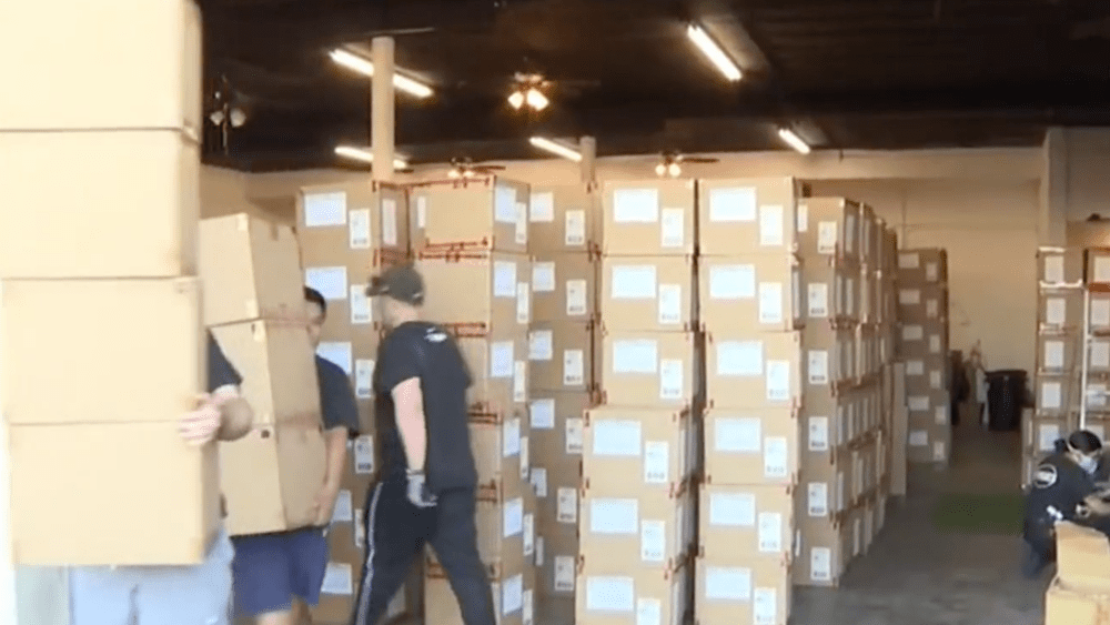 Footage from the Torrance, Calif. warehouse, where boxes of $7 million worth of Nike sneakers were seized.